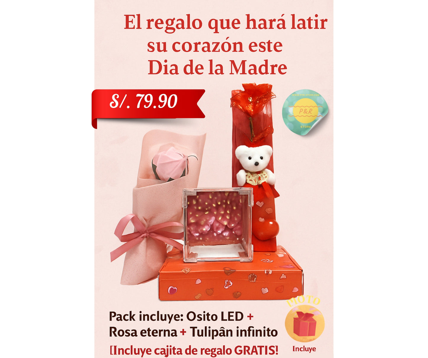 Pack Rosa Eterna + Peluche con Corazón – ¡El Regalo Perfecto para Sorprender!