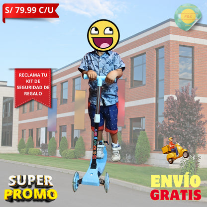 Scooter Infantil Plegable con Ruedas LED