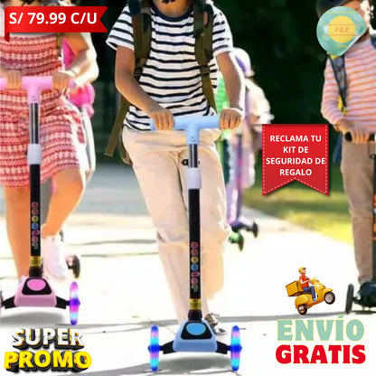 Scooter Infantil Plegable con Ruedas LED