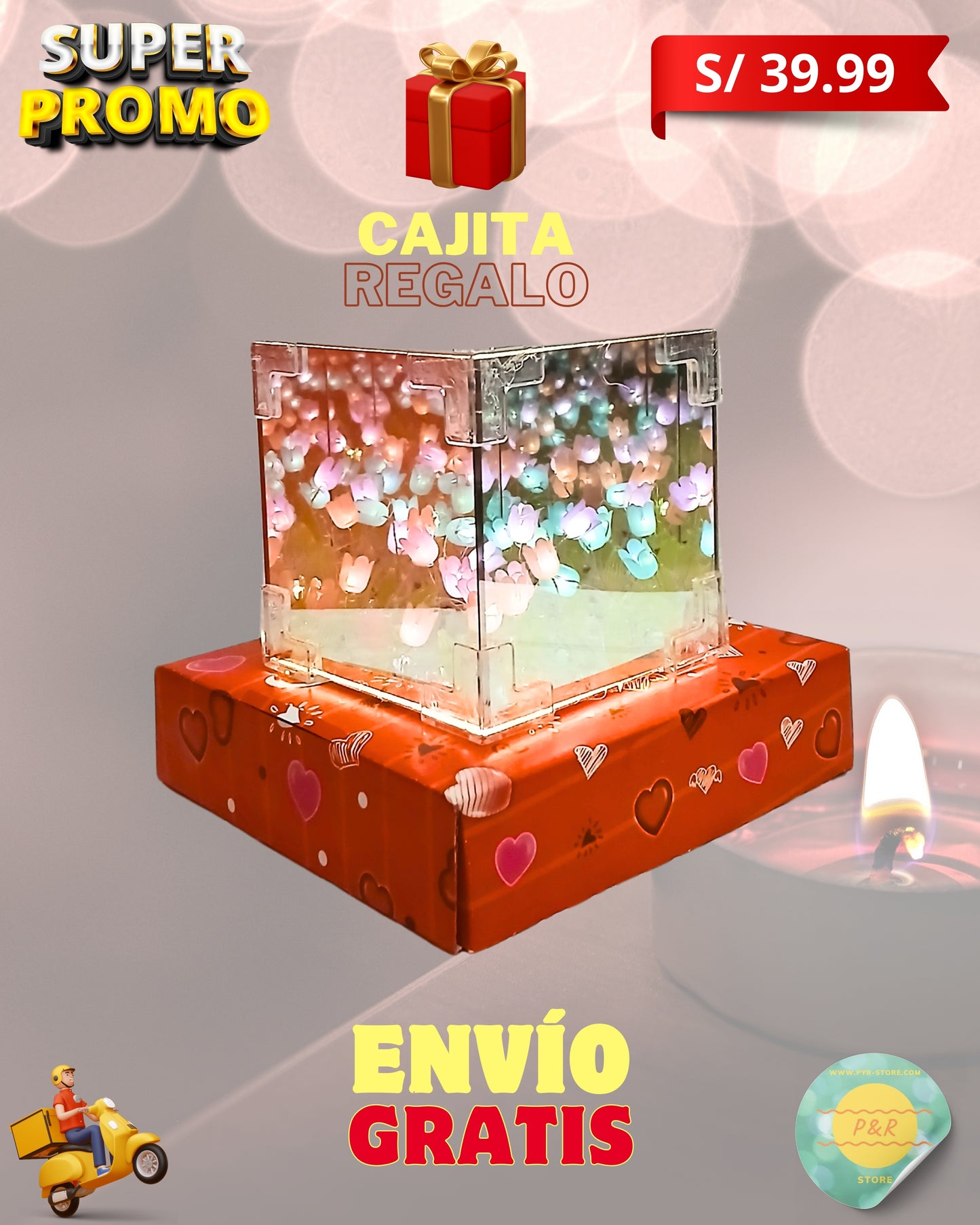 CUBO DE TULIPANES INFINITOS